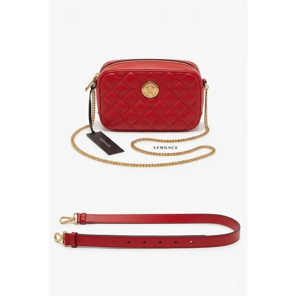 Versace Red Medusa Quilted Leather Crossbody Camera Bag/belt bag